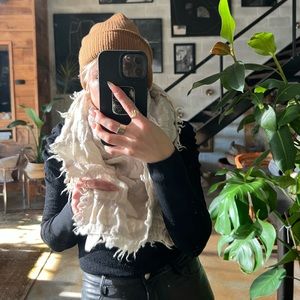 Wilfred cream tone-on-tone cream blanket scarf